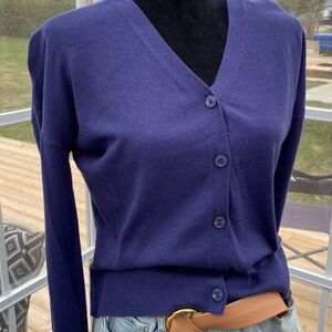 Joe Fresh Navy Blue V-Neck Cardigan Sweater | Lightweight Knit | M